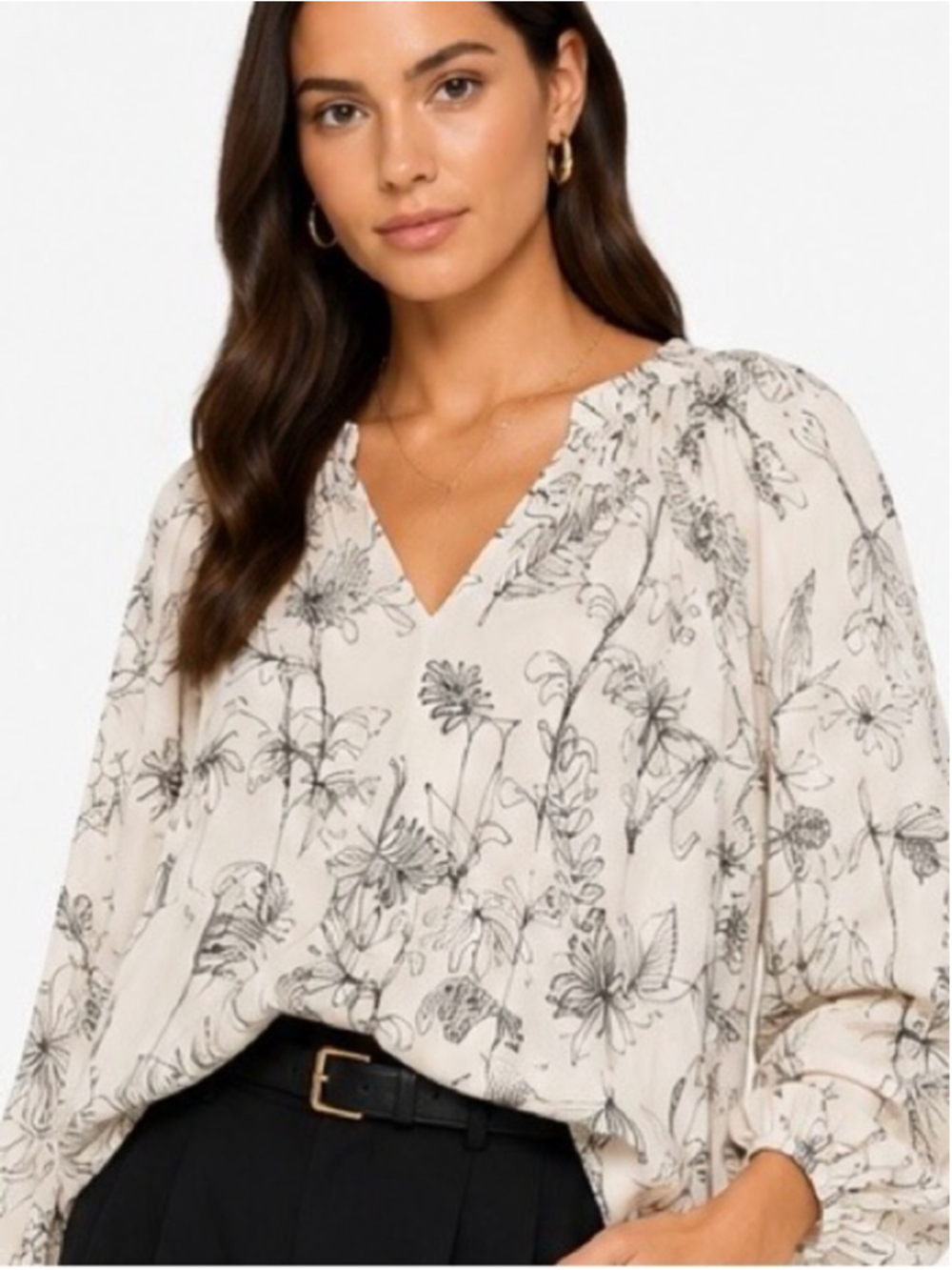 InWear ReannelIW Blouse Botanical Print Cream & Black large top